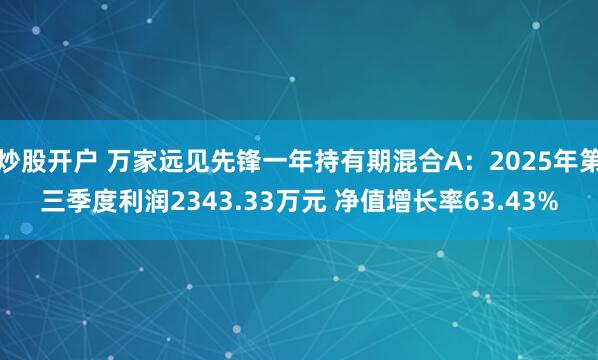 炒股开户 万家远见先锋一年持有期混合A:2025年第三季度利润2343.33万元 净值增长率63.43%